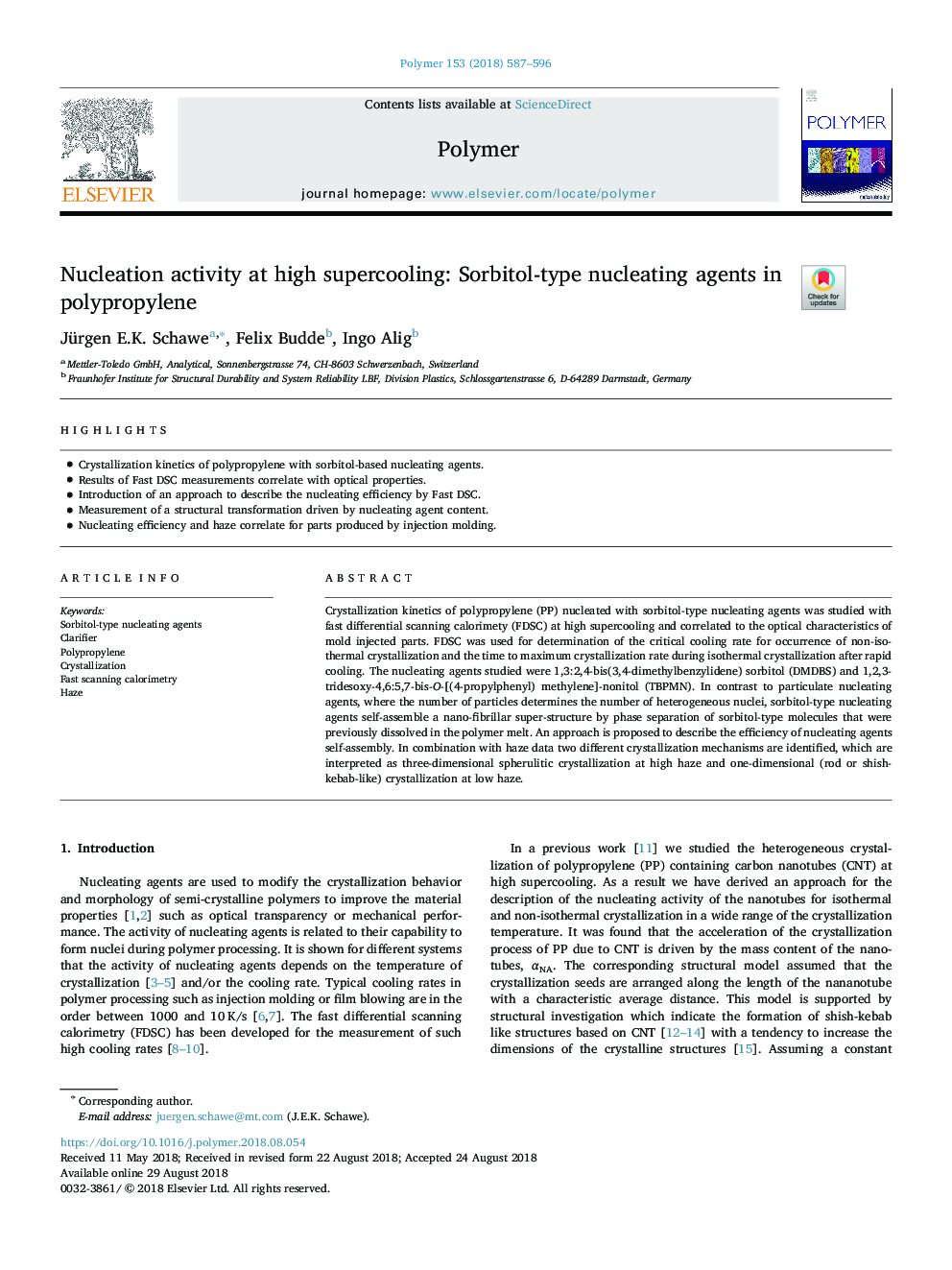 Nucleation activity at high supercooling: Sorbitol-type nucleating agents in polypropylene