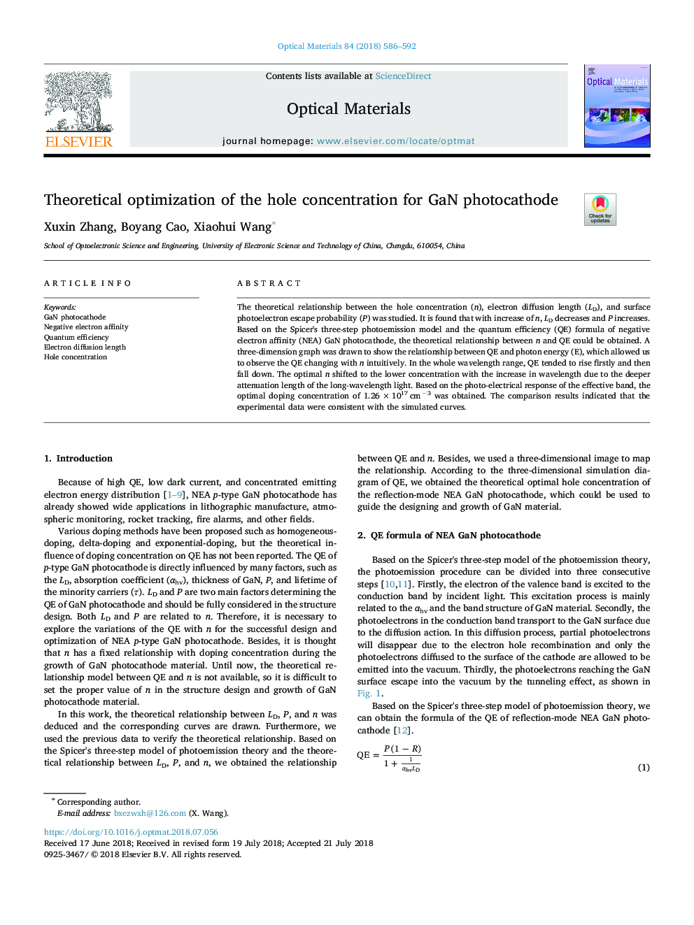 Theoretical optimization of the hole concentration for GaN photocathode