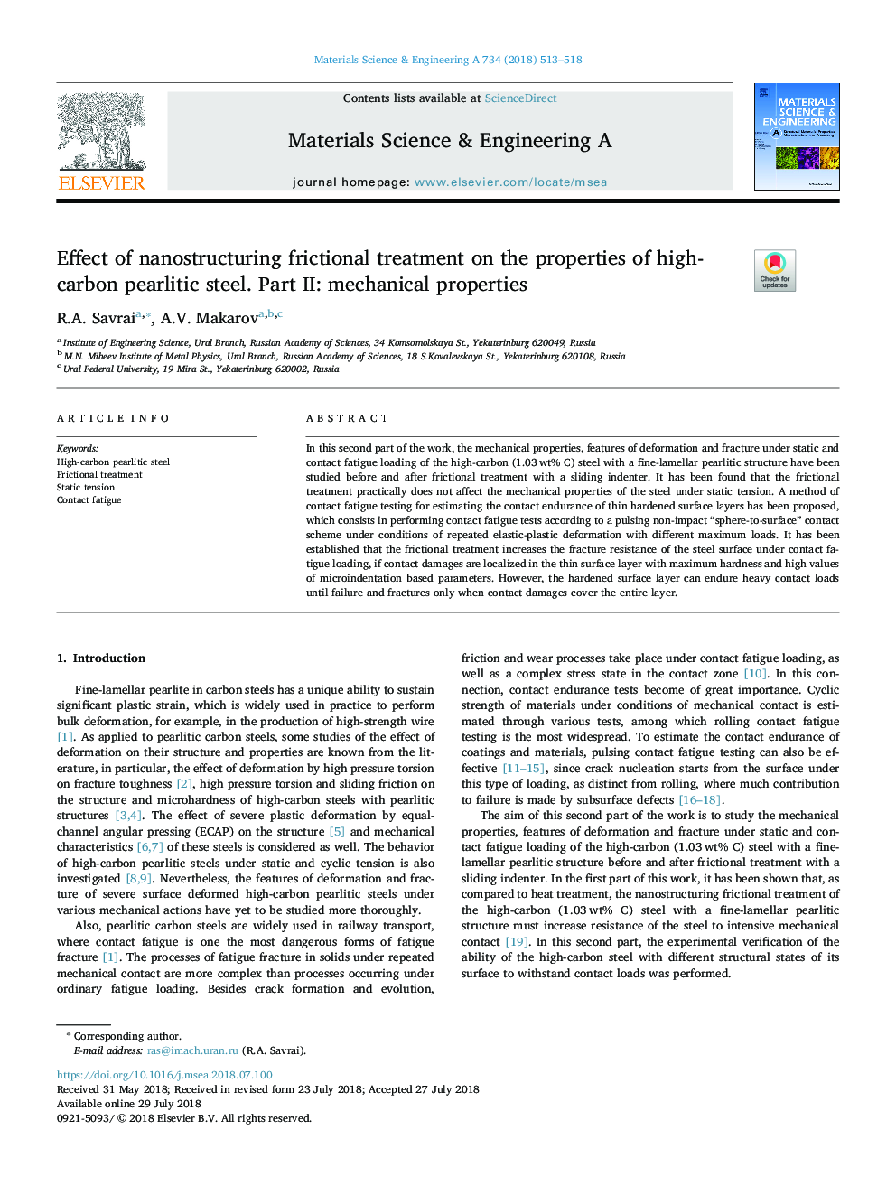 Effect of nanostructuring frictional treatment on the properties of high-carbon pearlitic steel. Part II: mechanical properties