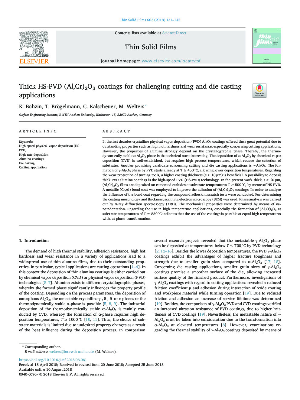 Thick HS-PVD (Al,Cr)2O3 coatings for challenging cutting and die casting applications