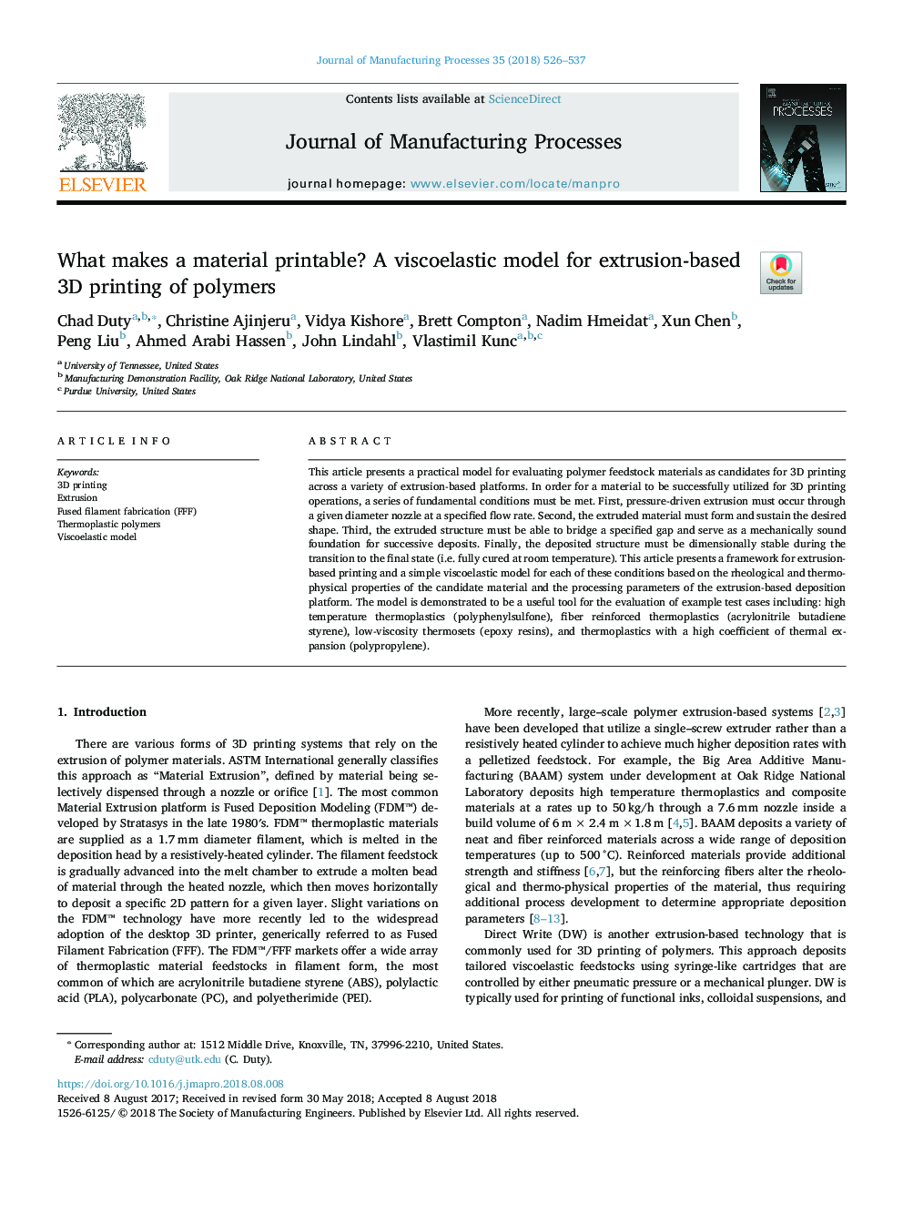 What makes a material printable? A viscoelastic model for extrusion-based 3D printing of polymers