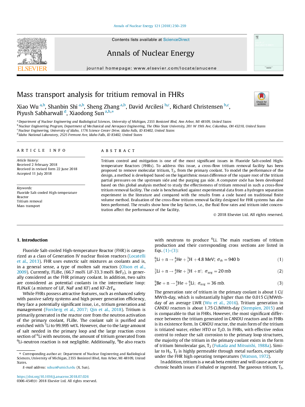 Mass transport analysis for tritium removal in FHRs