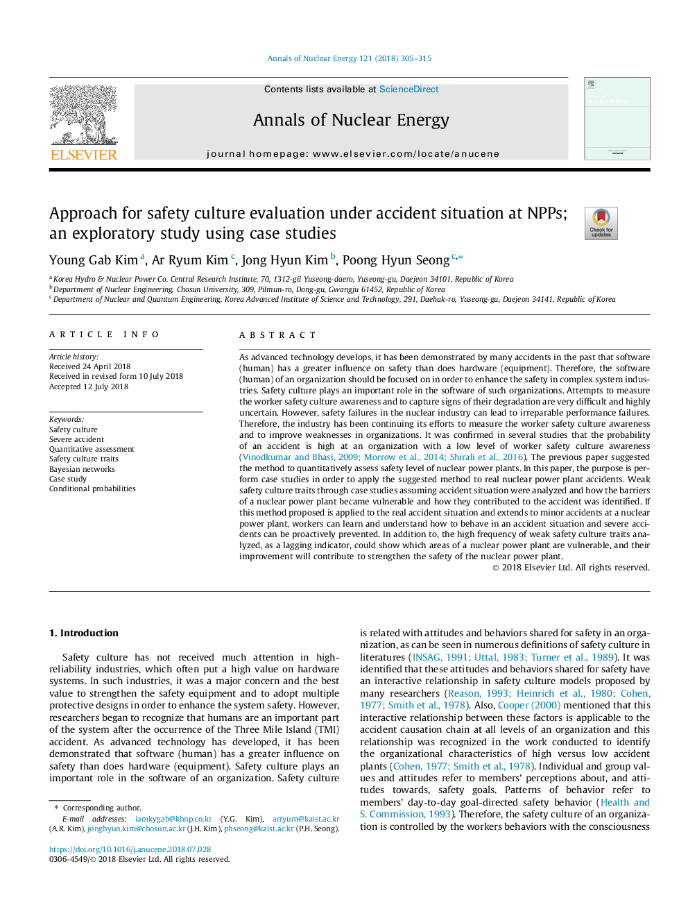 Approach for safety culture evaluation under accident situation at NPPs; an exploratory study using case studies