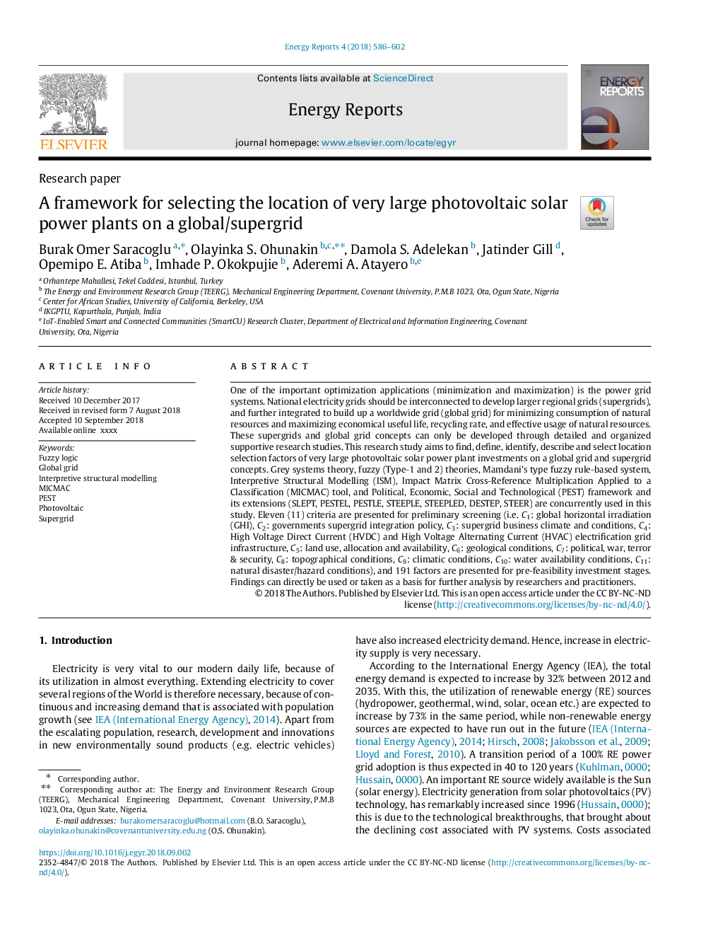 A framework for selecting the location of very large photovoltaic solar power plants on a global/supergrid