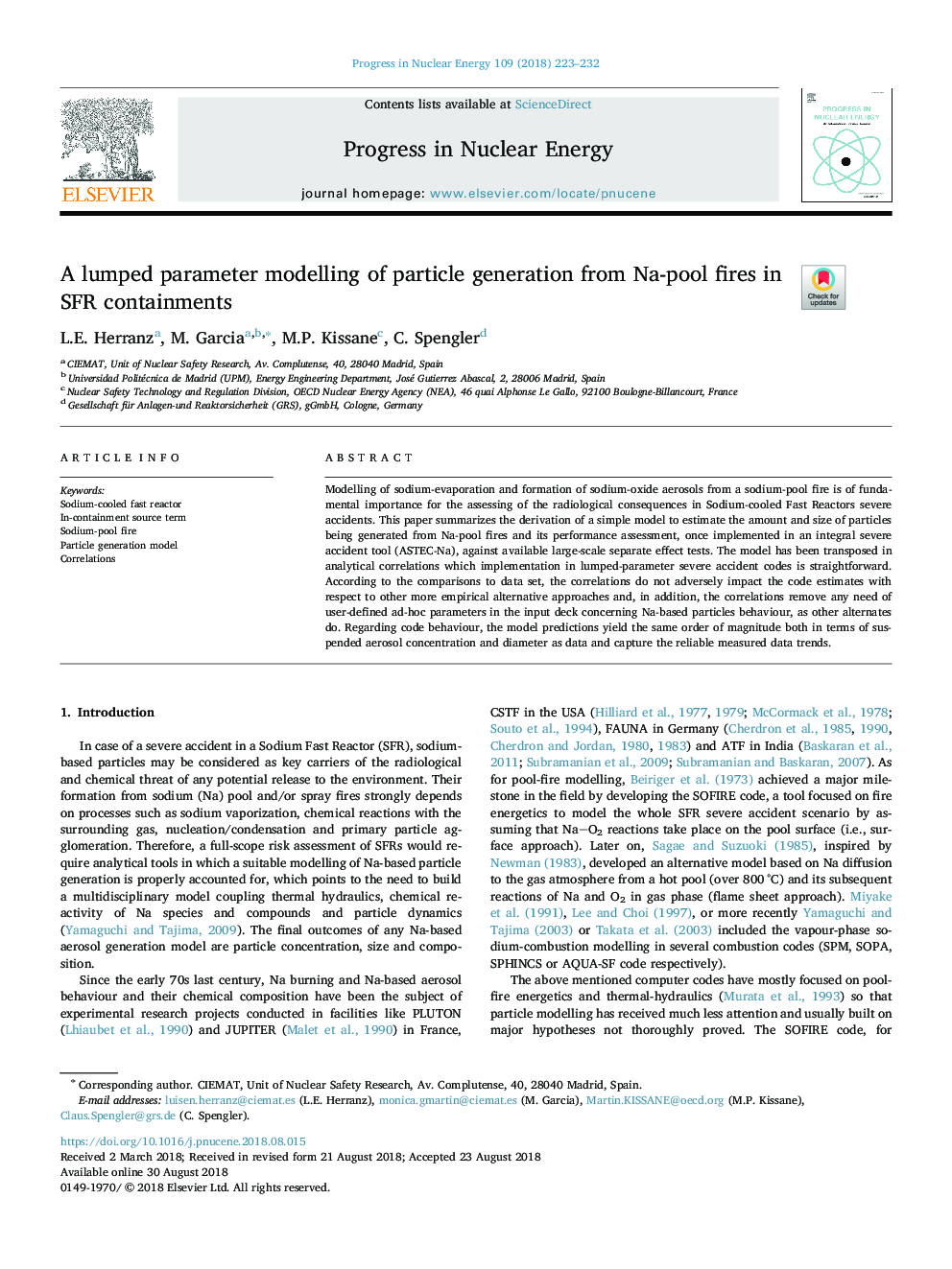 A lumped parameter modelling of particle generation from Na-pool fires in SFR containments