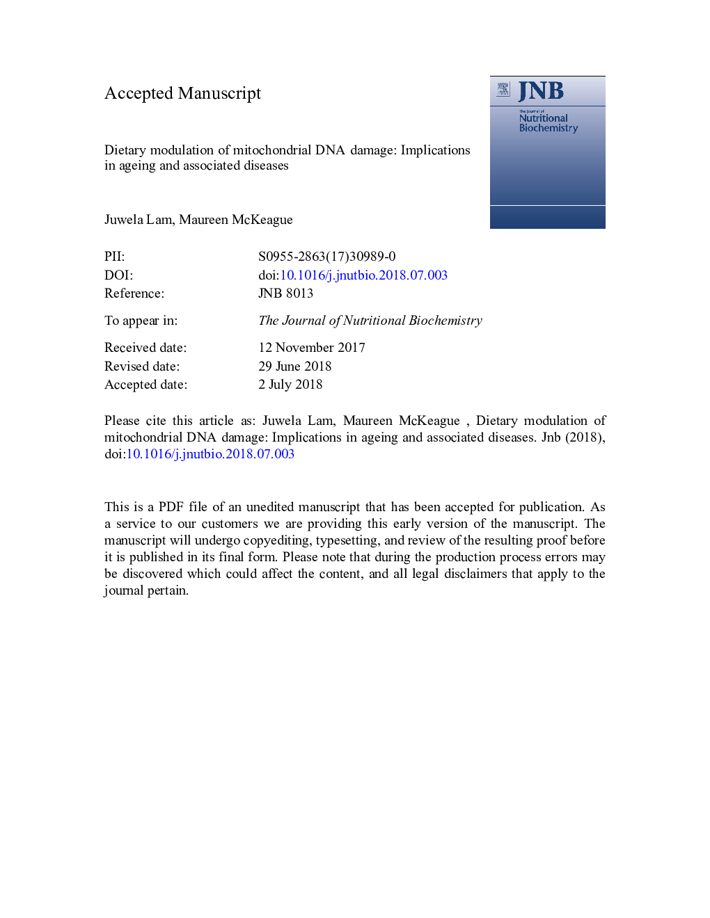 Dietary modulation of mitochondrial DNA damage: implications in aging and associated diseases