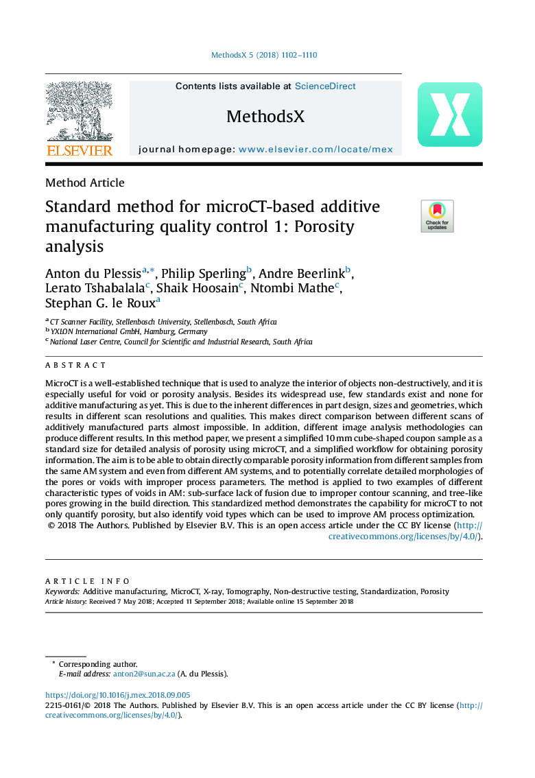 Standard method for microCT-based additive manufacturing quality control 1: Porosity analysis