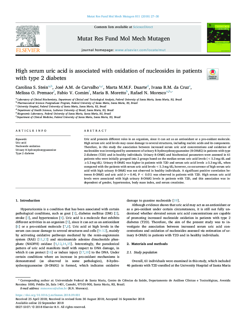 High serum uric acid is associated with oxidation of nucleosides in patients with type 2 diabetes