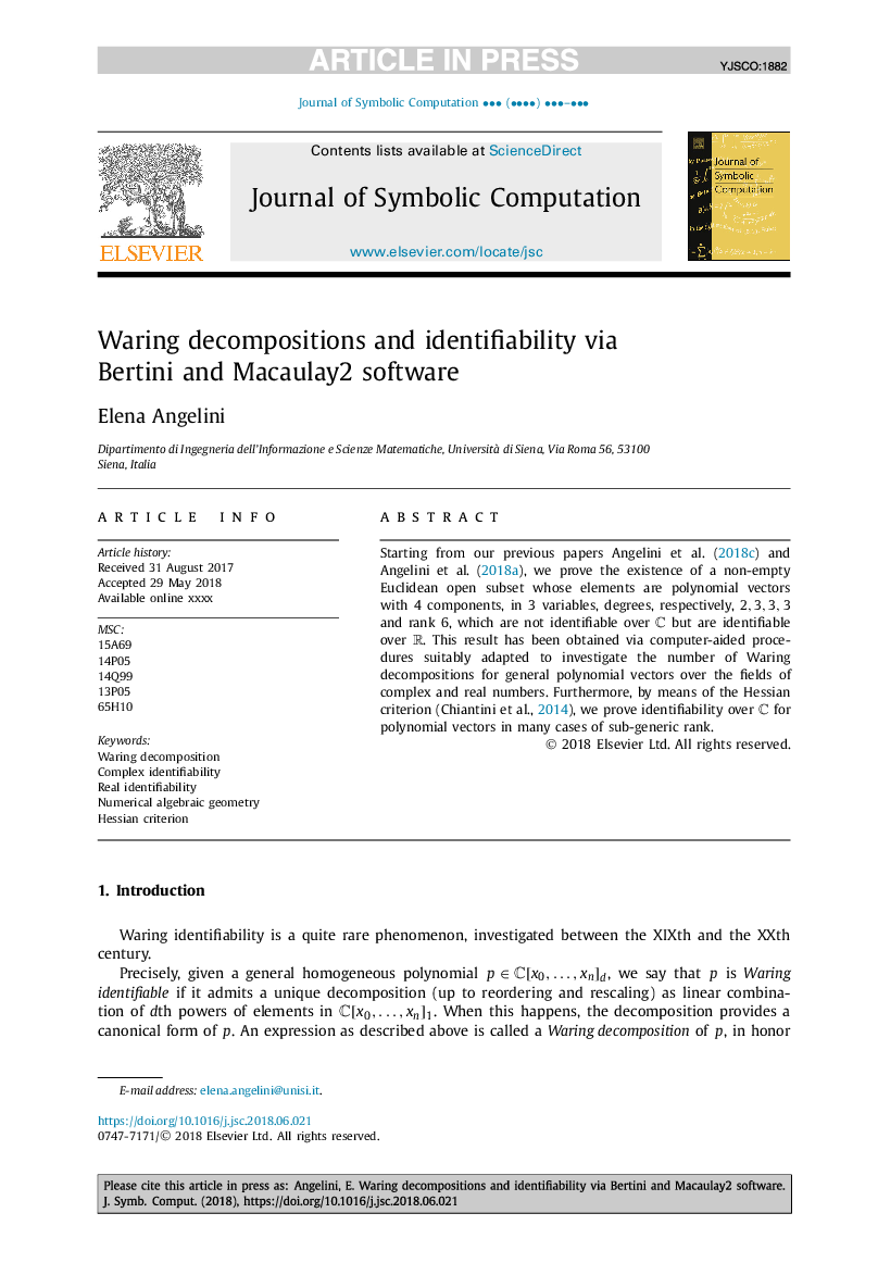 Waring decompositions and identifiability via Bertini and Macaulay2 software