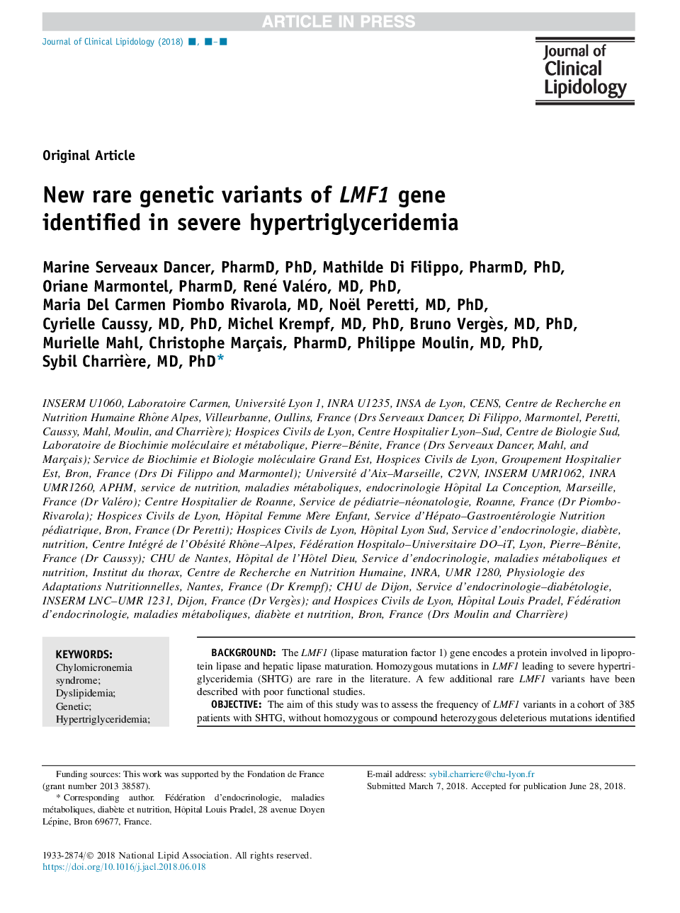New rare genetic variants of LMF1 gene identified in severe hypertriglyceridemia