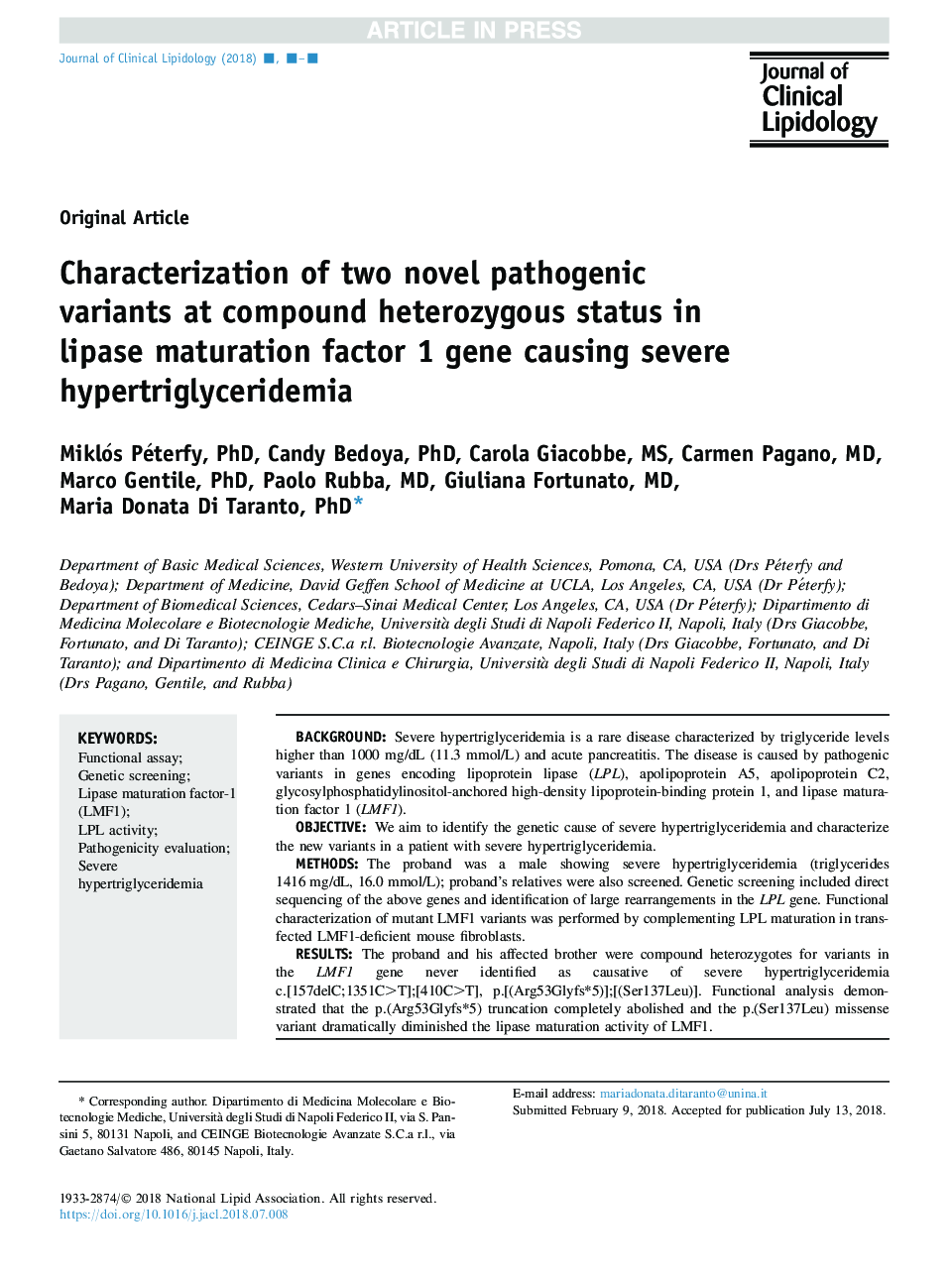 Characterization of two novel pathogenic variants at compound heterozygous status in lipase maturation factor 1 gene causing severe hypertriglyceridemia