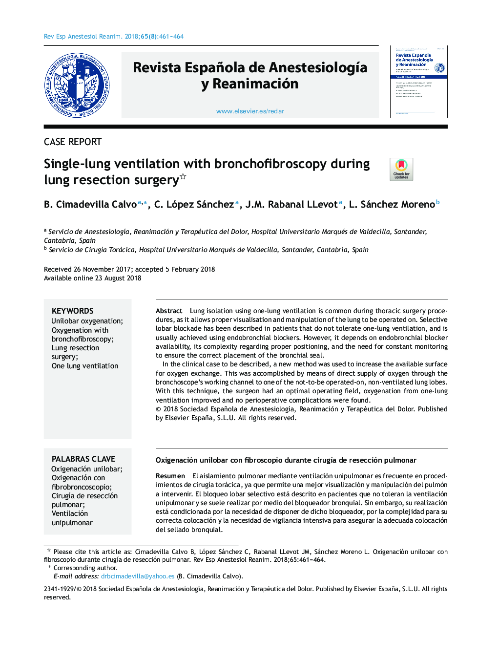 Single-lung ventilation with bronchofibroscopy during lung resection surgery