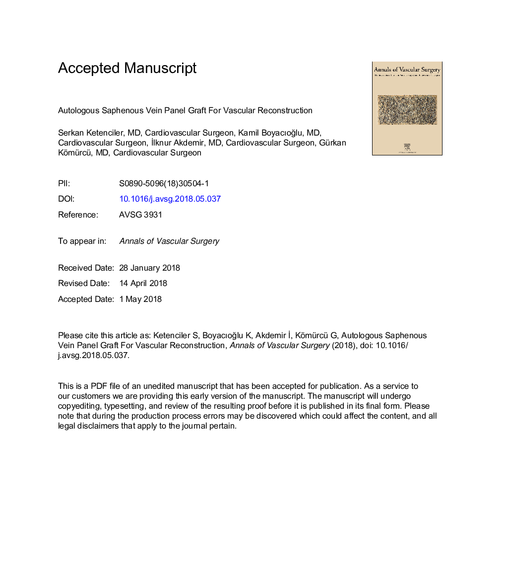 Autologous Saphenous Vein Panel Graft for Vascular Reconstruction