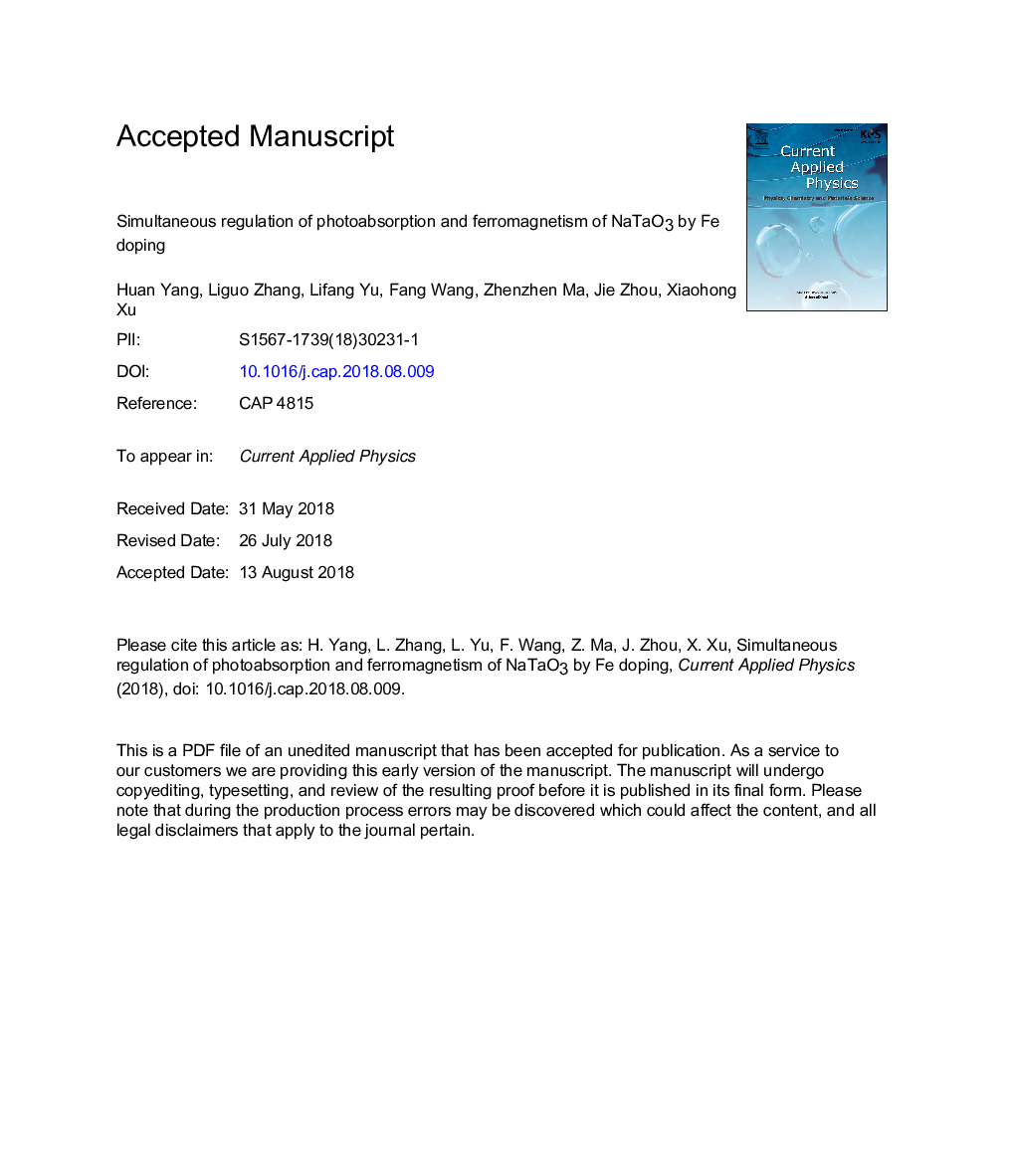 Simultaneous regulation of photoabsorption and ferromagnetism of NaTaO3 by Fe doping