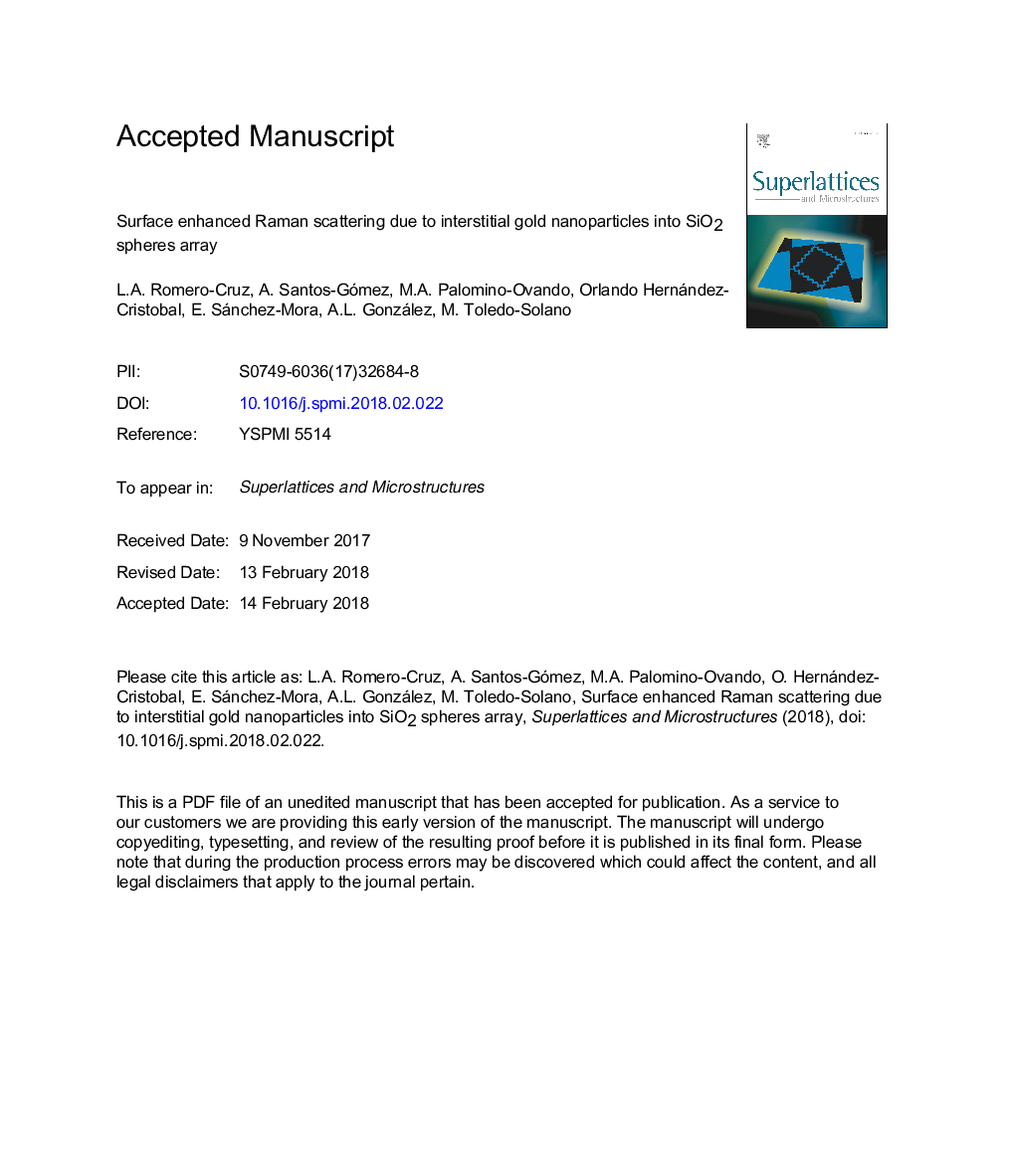 Surface enhanced Raman scattering due to interstitial gold nanoparticles into SiO2 spheres array