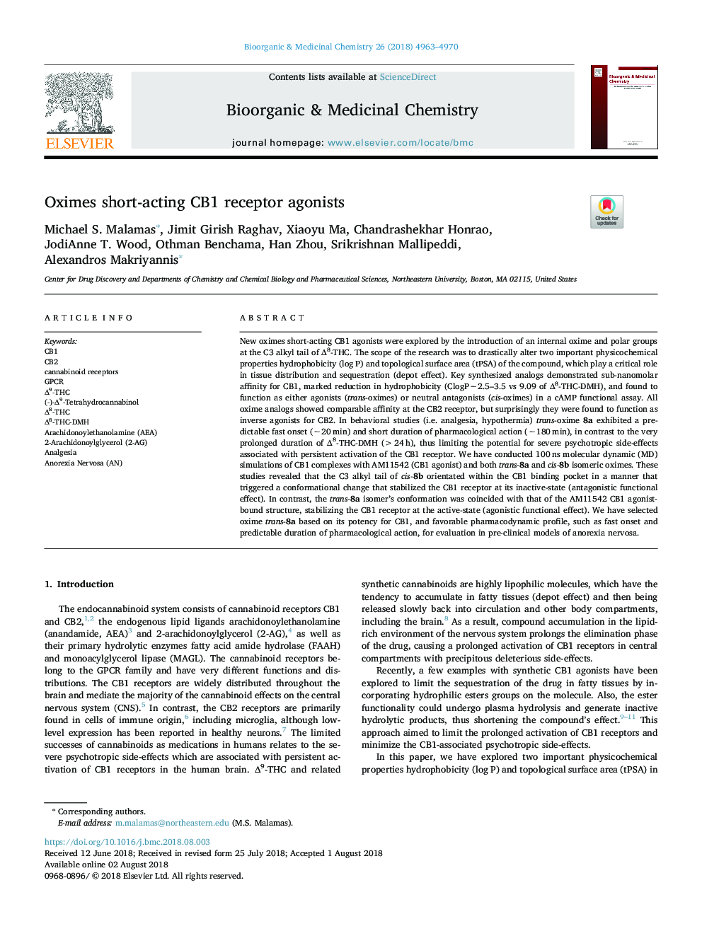 Oximes short-acting CB1 receptor agonists