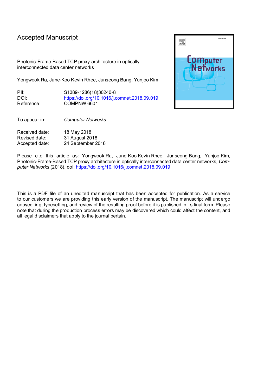 Photonic-Frame-Based TCP proxy architecture in optically interconnected data center networks