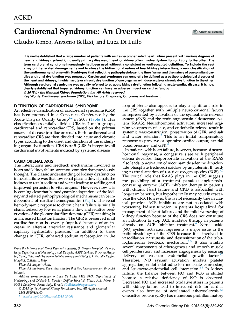 Cardiorenal Syndrome: An Overview