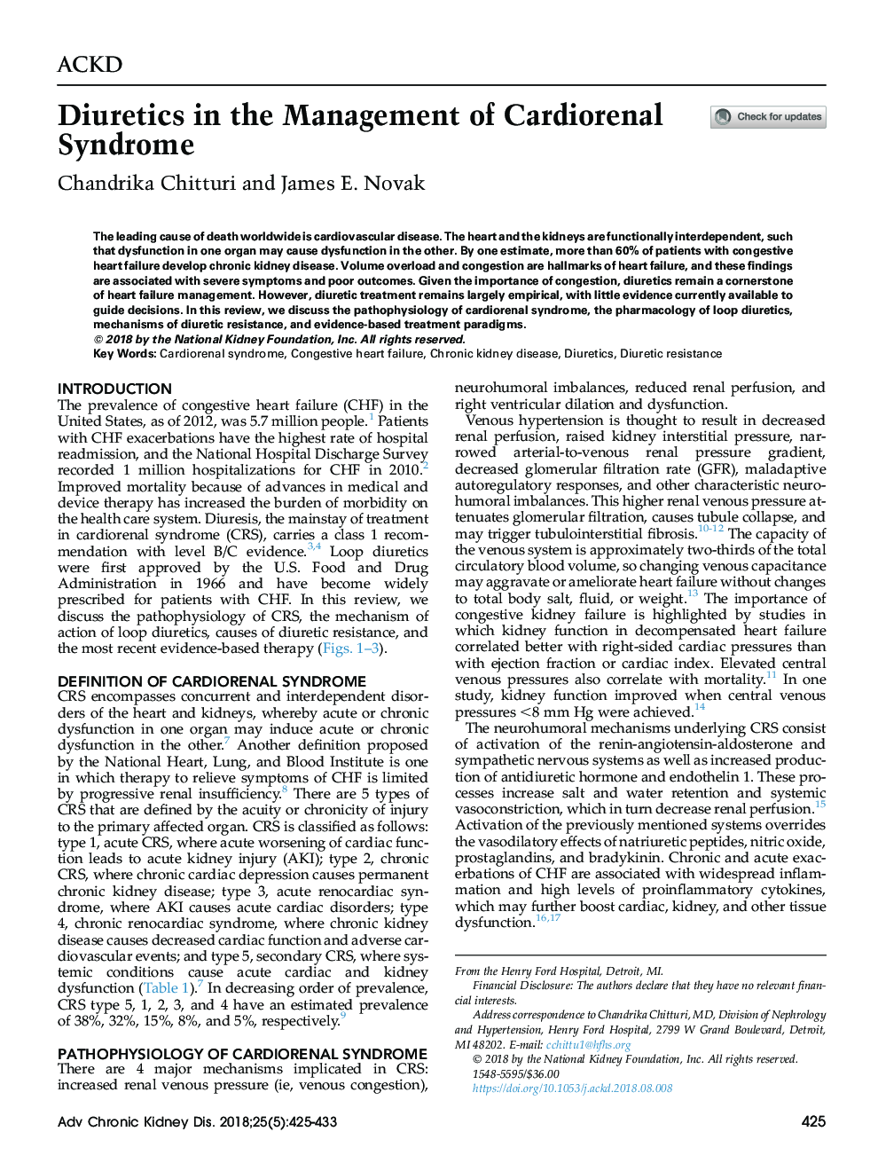 Diuretics in the Management of Cardiorenal Syndrome