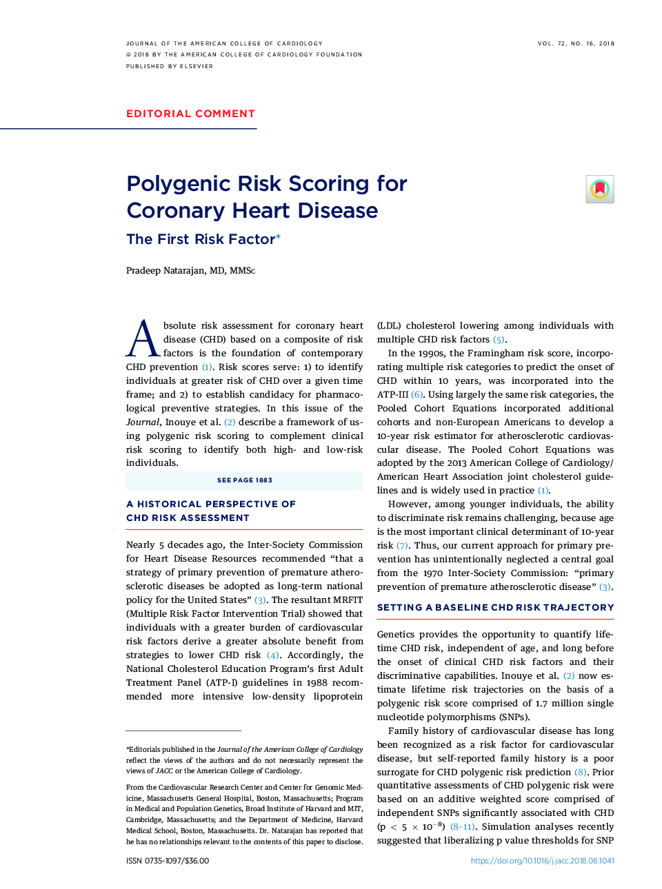 Polygenic Risk Scoring for CoronaryÂ Heart Disease