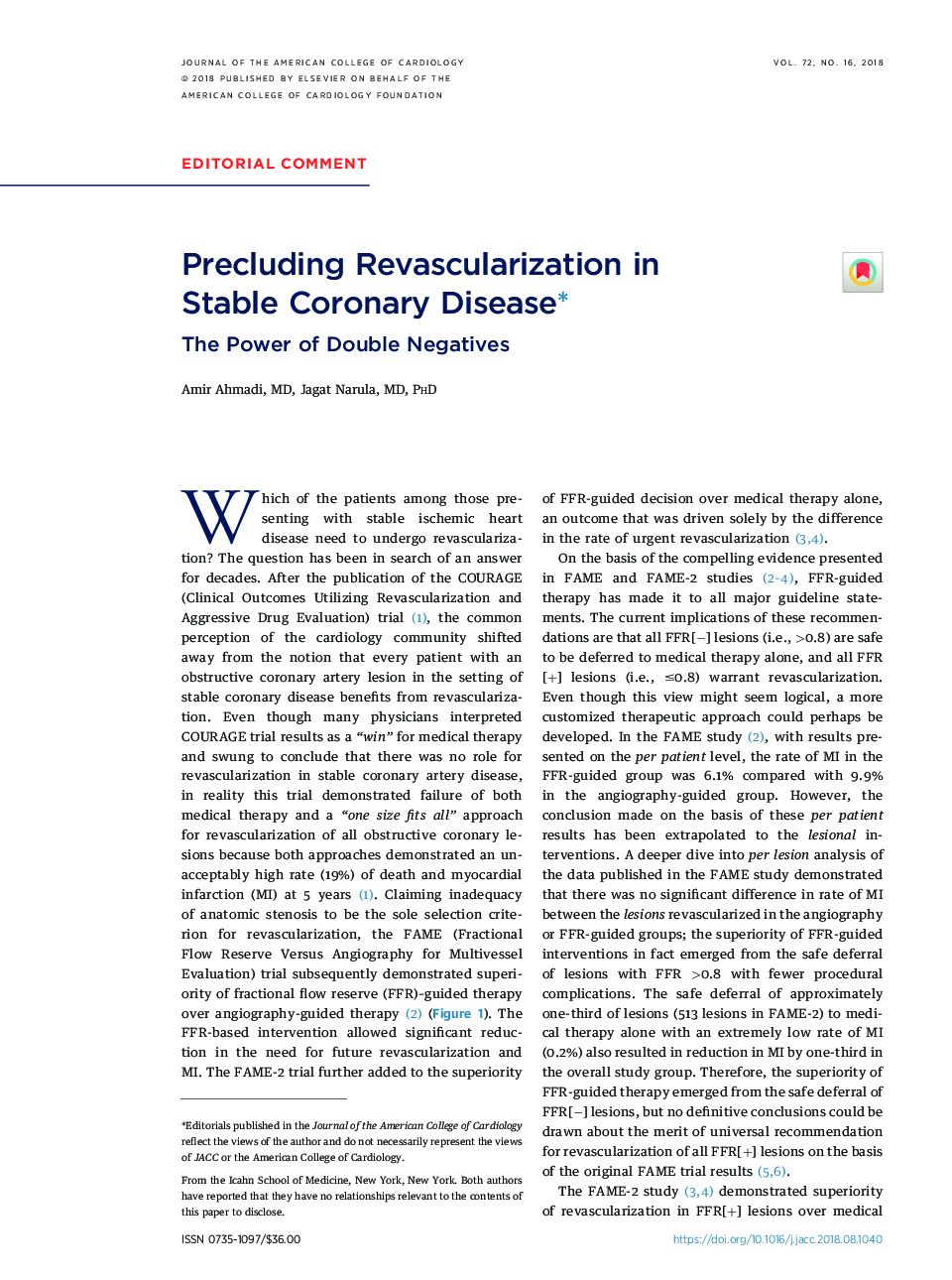Precluding Revascularization in StableÂ Coronary Diseaseâ