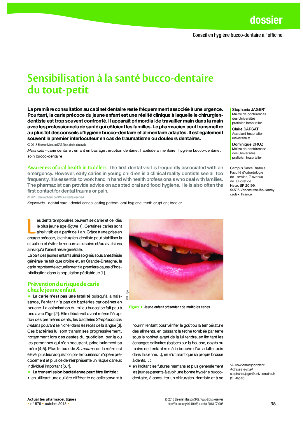 Sensibilisation Ã  la santé bucco-dentaire du tout-petit