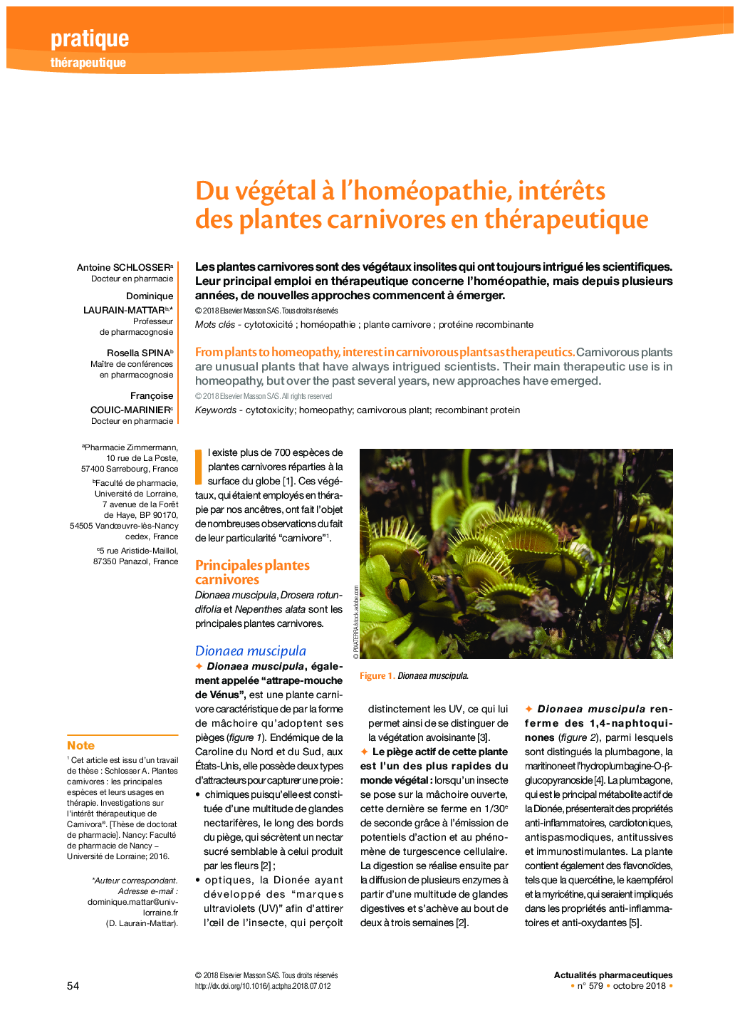 Du végétal Ã  l'homéopathie, intérÃªts des plantes carnivores en thérapeutique