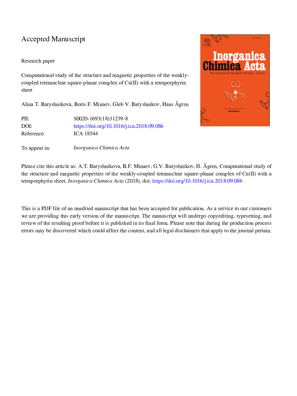 Computational study of the structure and magnetic properties of the weakly-coupled tetranuclear square-planar complex of Cu(II) with a tetraporphyrin sheet