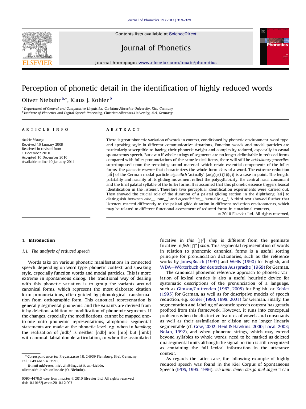 Perception of phonetic detail in the identification of highly reduced words