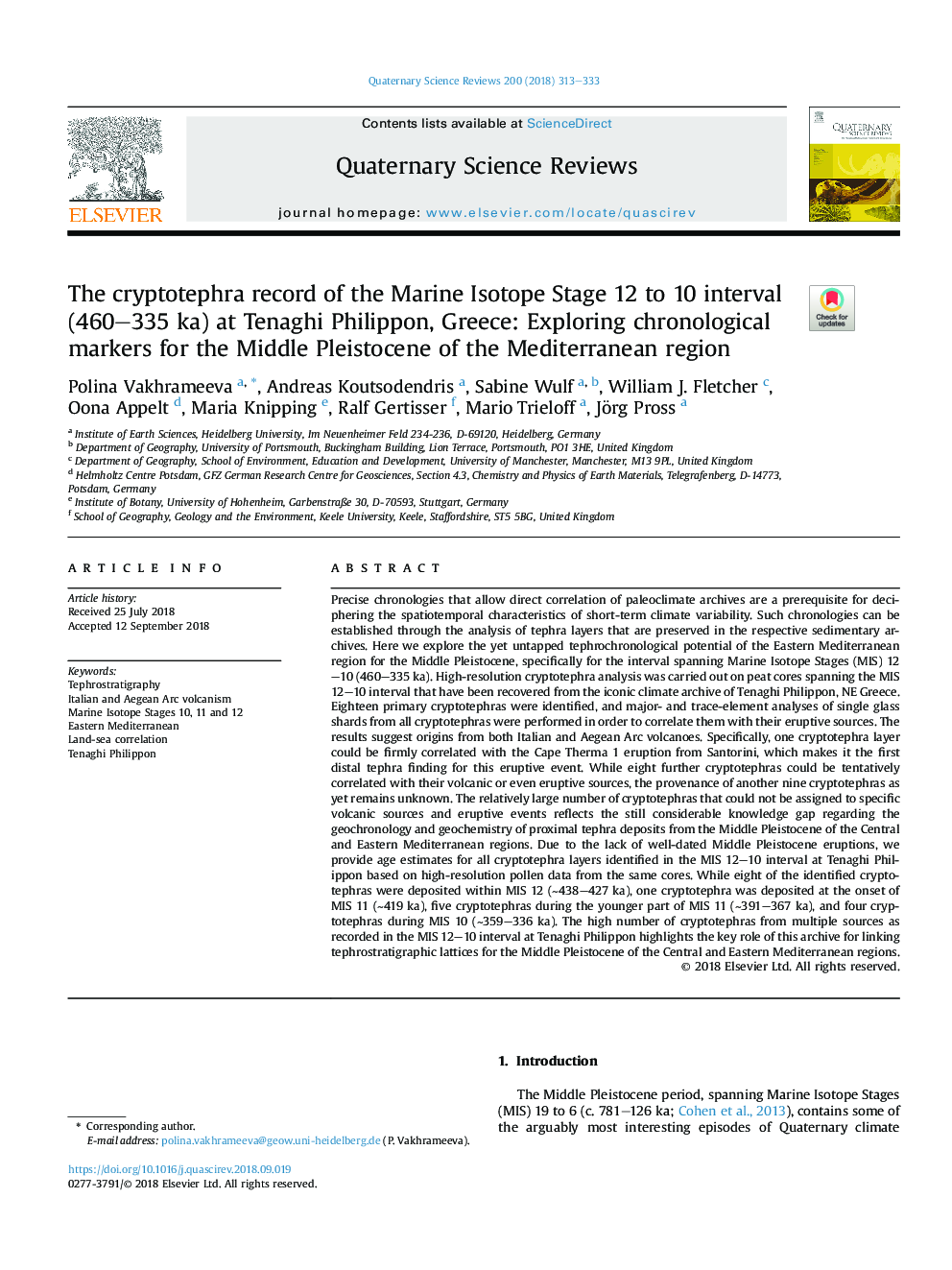 The cryptotephra record of the Marine Isotope Stage 12 to 10 interval (460-335 ka) at Tenaghi Philippon, Greece: Exploring chronological markers for the Middle Pleistocene of the Mediterranean region