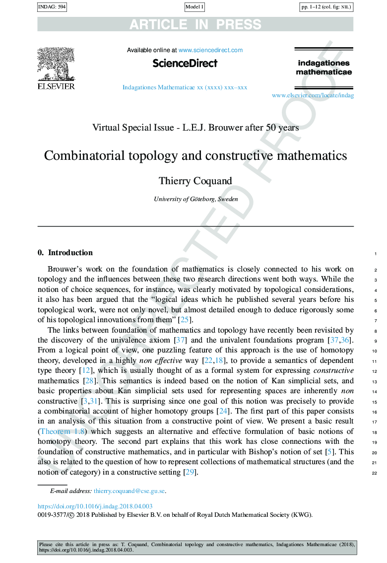 Combinatorial topology and constructive mathematics
