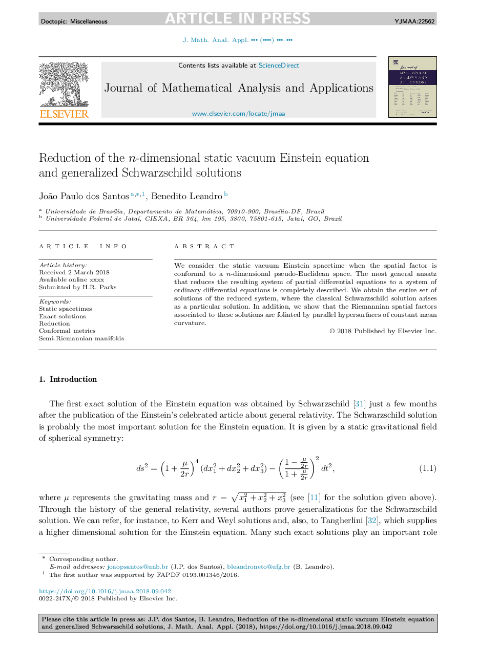 Reduction of the n-dimensional static vacuum Einstein equation and generalized Schwarzschild solutions