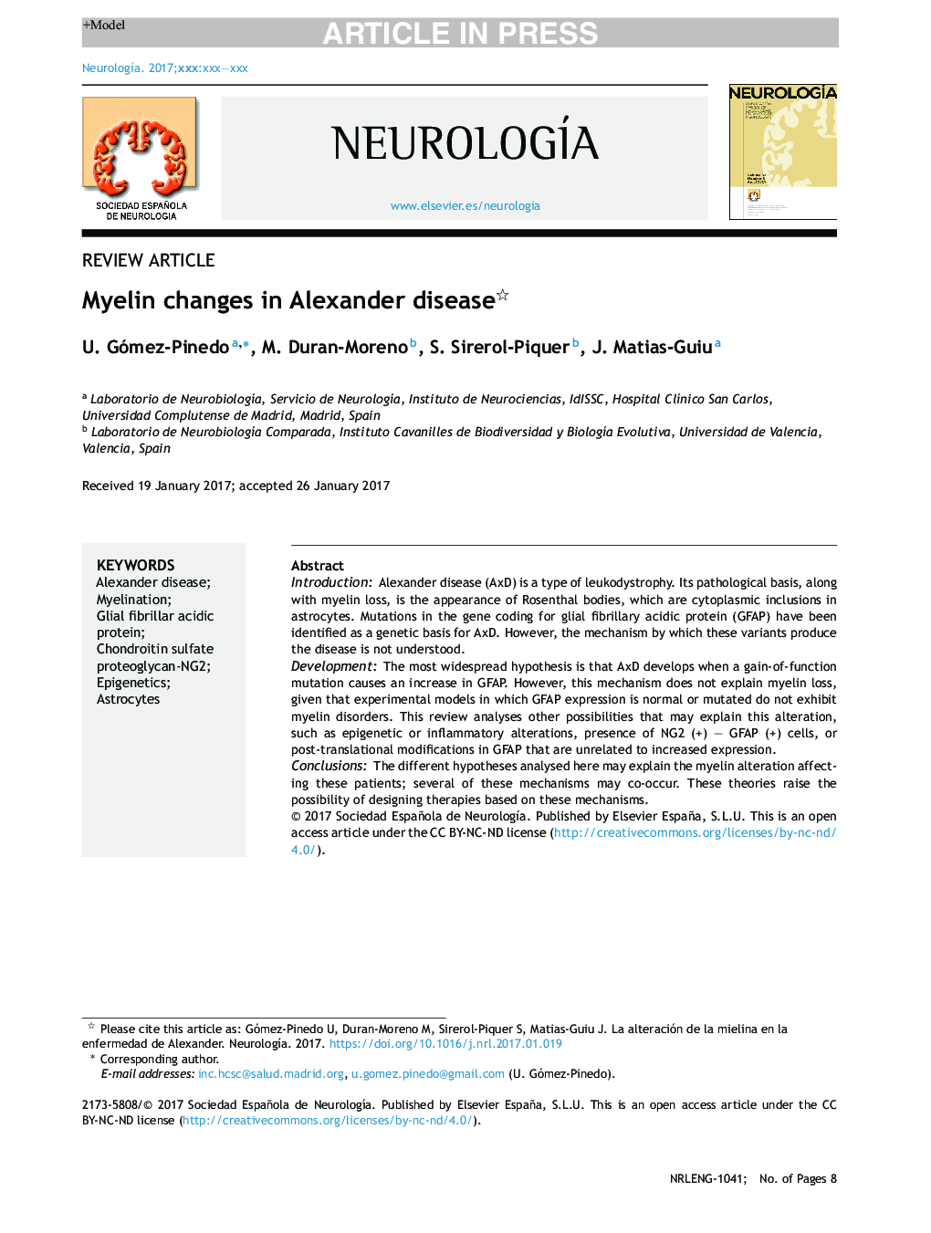 Myelin changes in Alexander disease