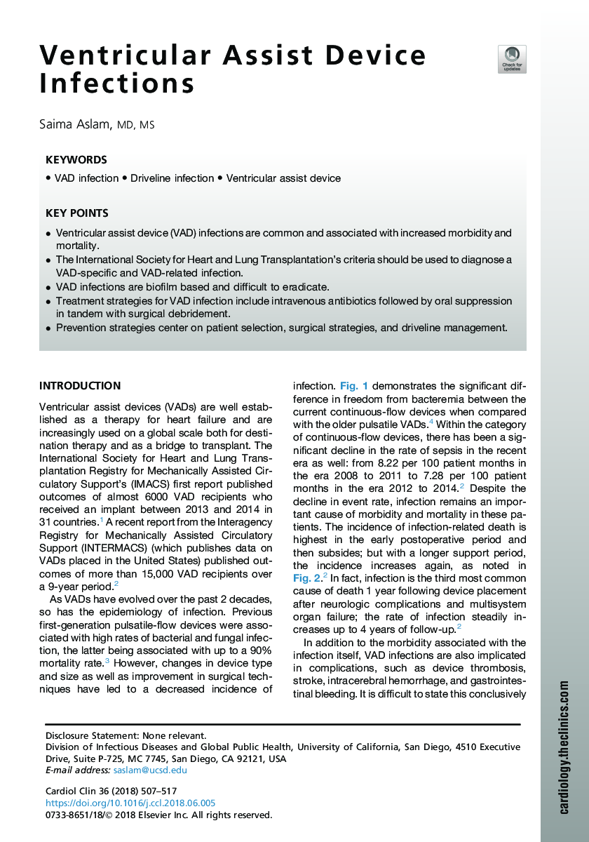 Ventricular Assist Device Infections