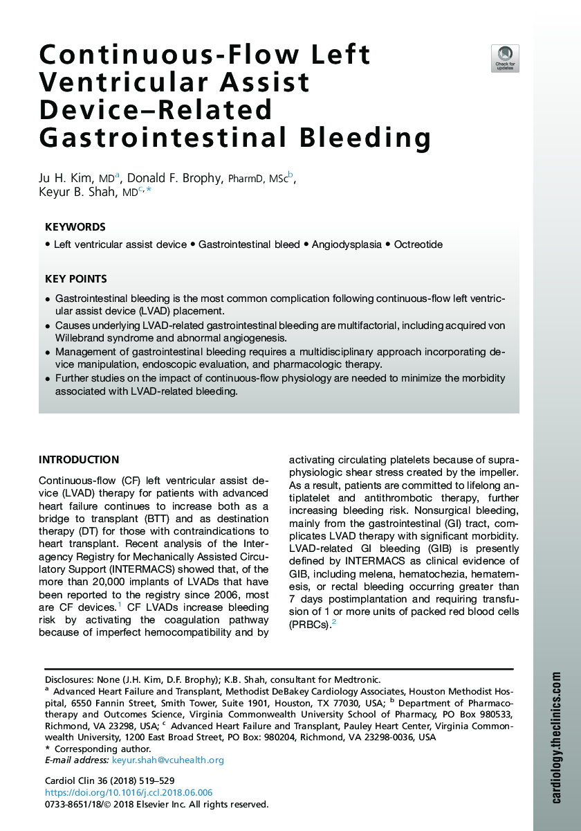 Continuous-Flow Left Ventricular Assist Device-Related Gastrointestinal Bleeding