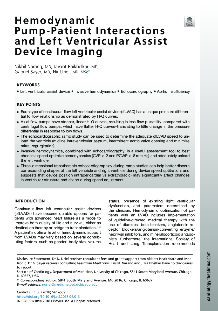 Hemodynamic Pump-Patient Interactions and Left Ventricular Assist Device Imaging