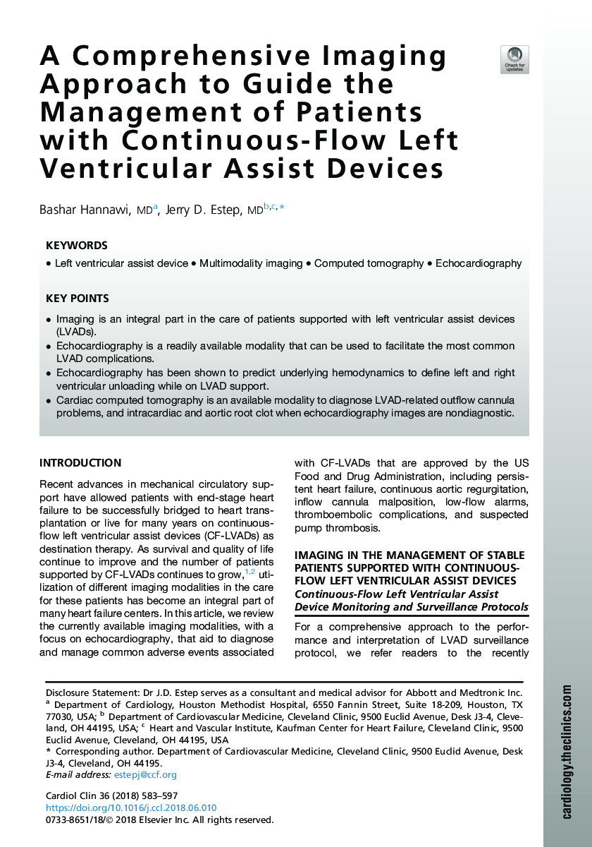 A Comprehensive Imaging Approach to Guide the Management of Patients with Continuous-Flow Left Ventricular Assist Devices