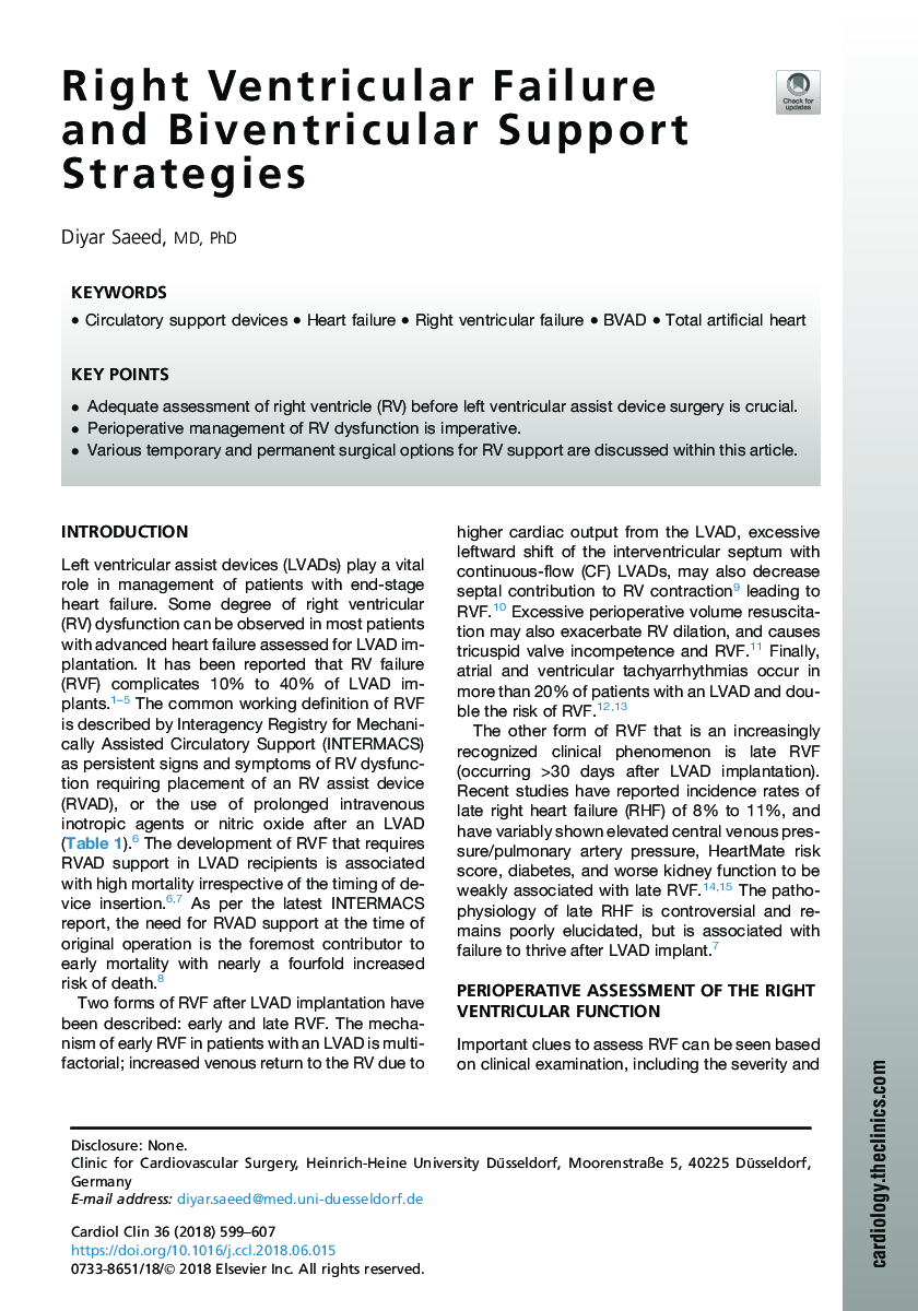 Right Ventricular Failure and Biventricular Support Strategies