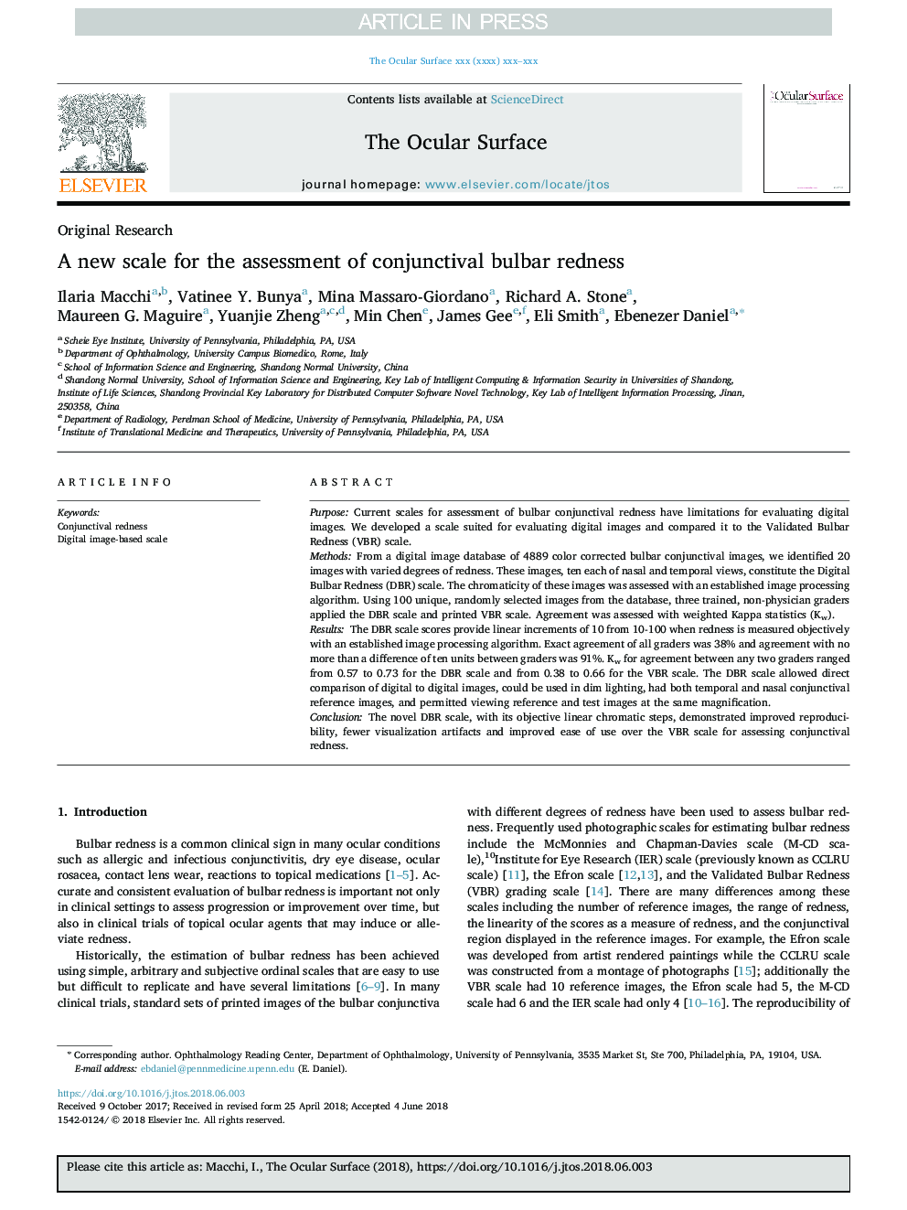 A new scale for the assessment of conjunctival bulbar redness