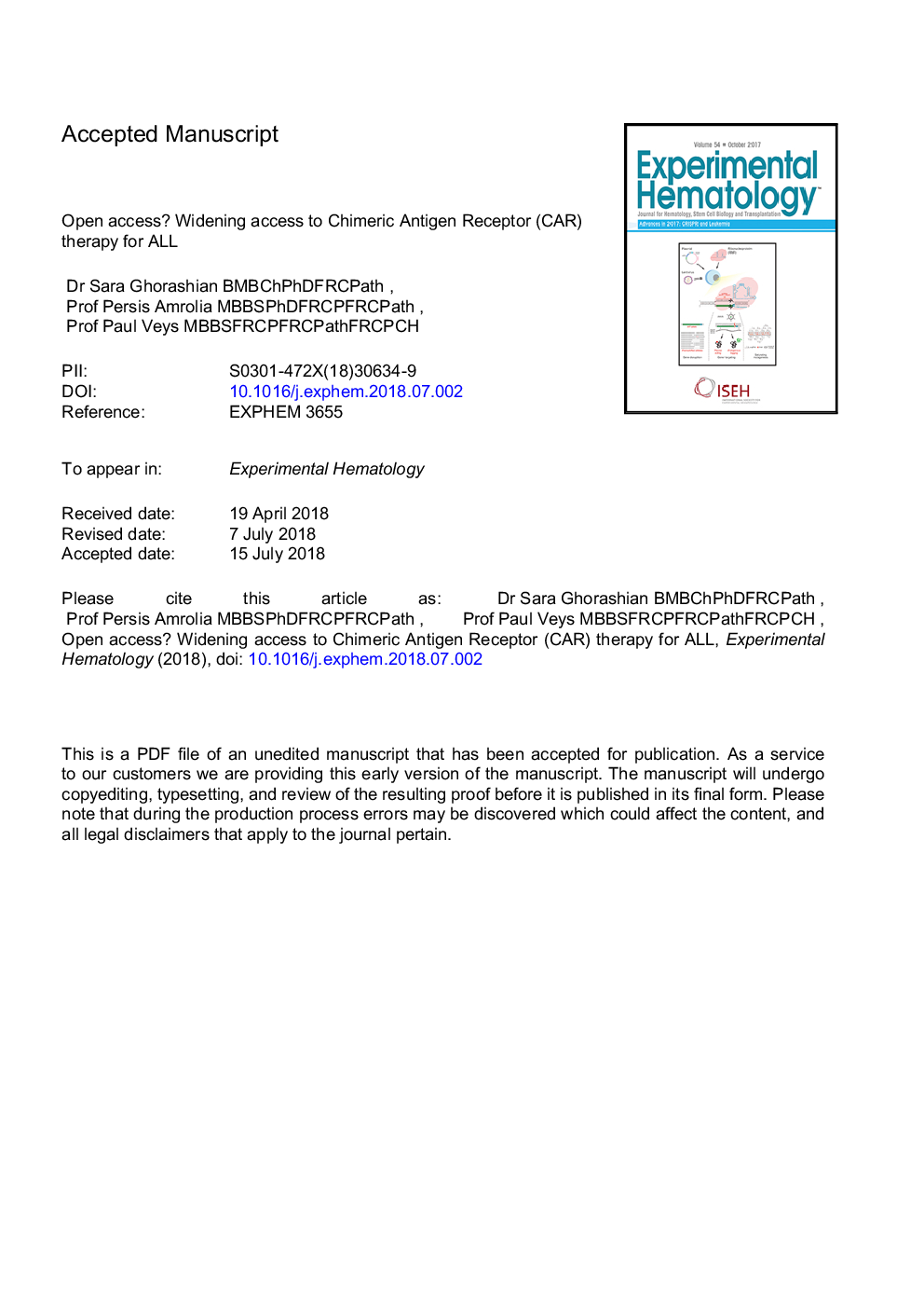 Open access? Widening access to chimeric antigen receptor (CAR) therapy for ALL