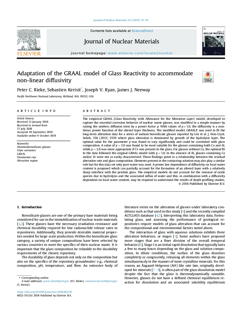 Adaptation of the GRAAL model of Glass Reactivity to accommodate non-linear diffusivity