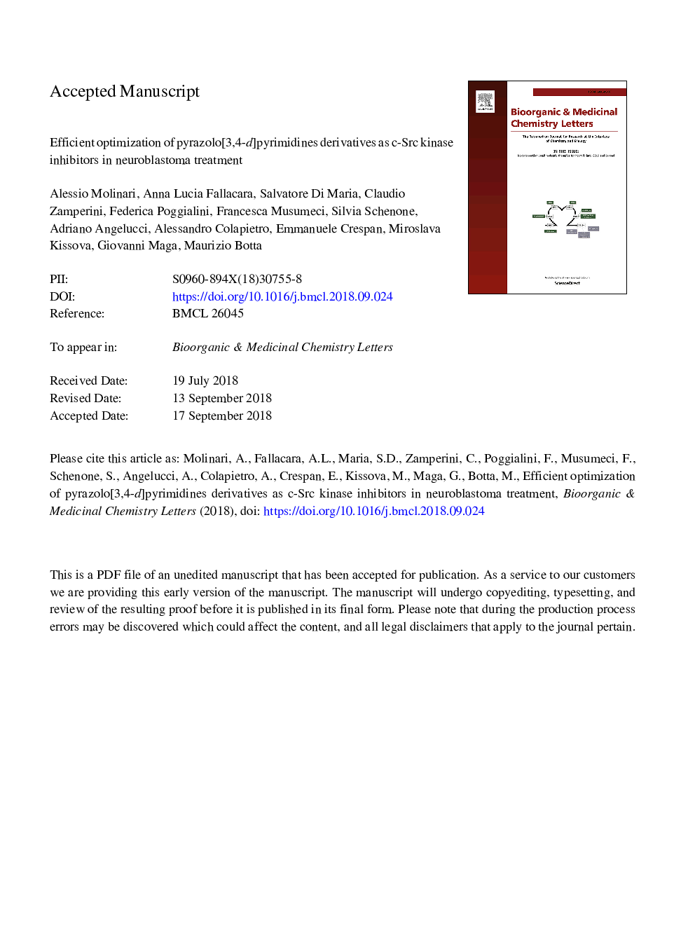 Efficient optimization of pyrazolo[3,4-d]pyrimidines derivatives as c-Src kinase inhibitors in neuroblastoma treatment