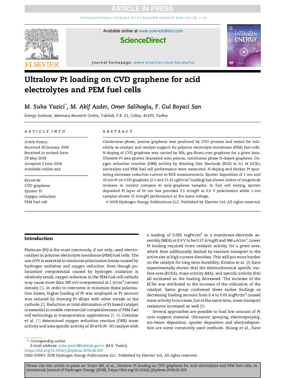 Ultralow Pt loading on CVD graphene for acid electrolytes and PEM fuel cells