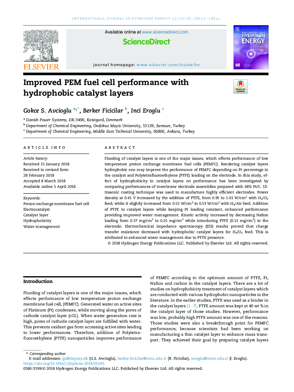 Improved PEM fuel cell performance with hydrophobic catalyst layers