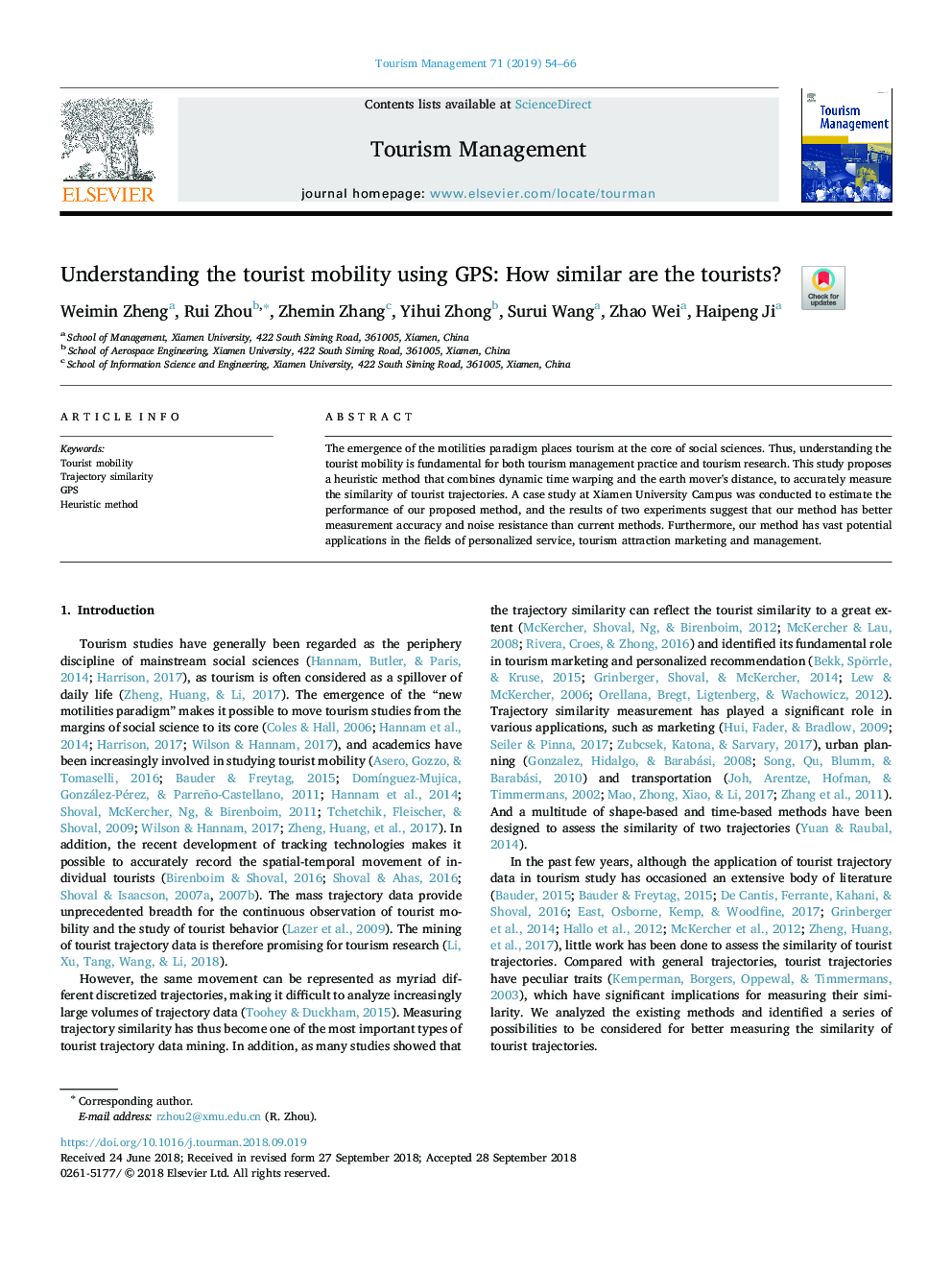 Understanding the tourist mobility using GPS: How similar are the tourists?