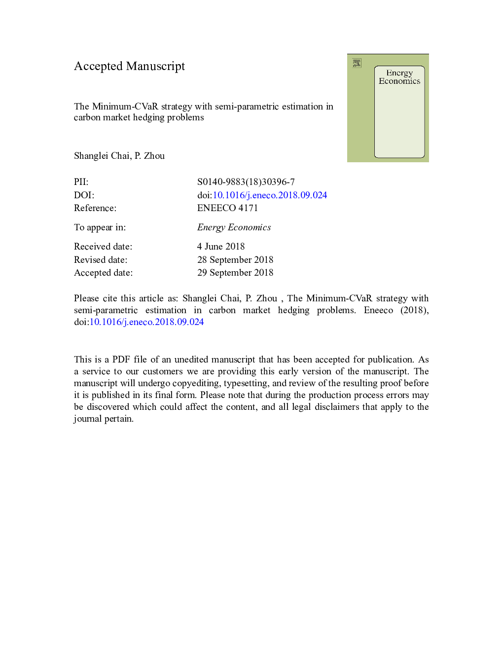 The Minimum-CVaR strategy with semi-parametric estimation in carbon market hedging problems