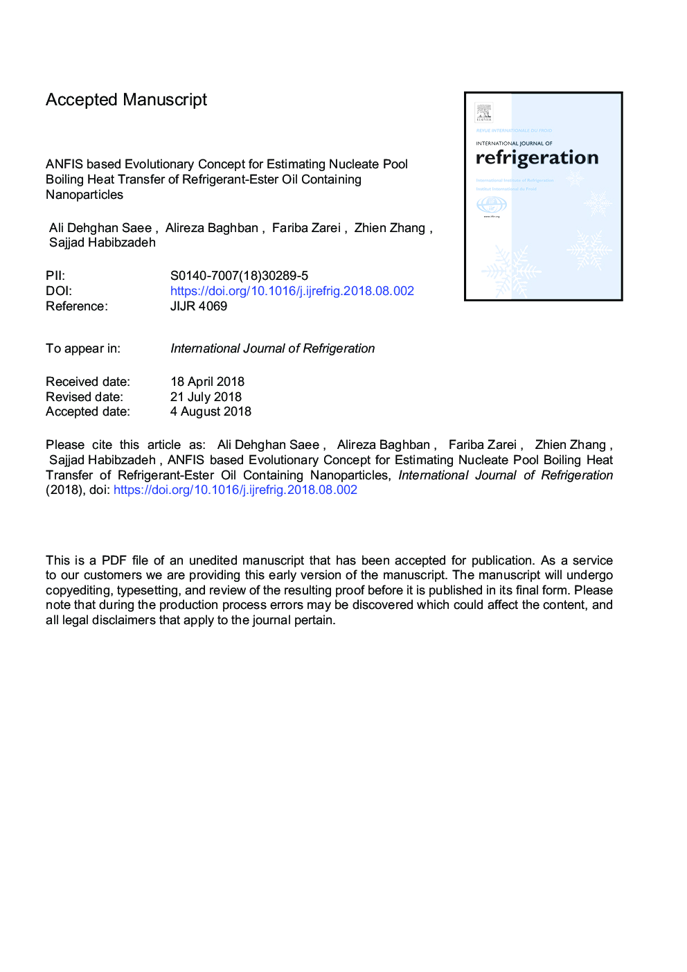 ANFIS based evolutionary concept for estimating nucleate pool boiling heat transfer of refrigerant-ester oil containing nanoparticles