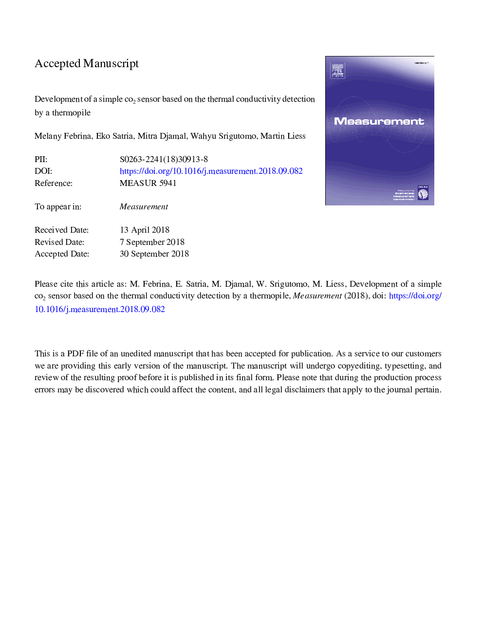 Development of a simple CO2 sensor based on the thermal conductivity detection by a thermopile