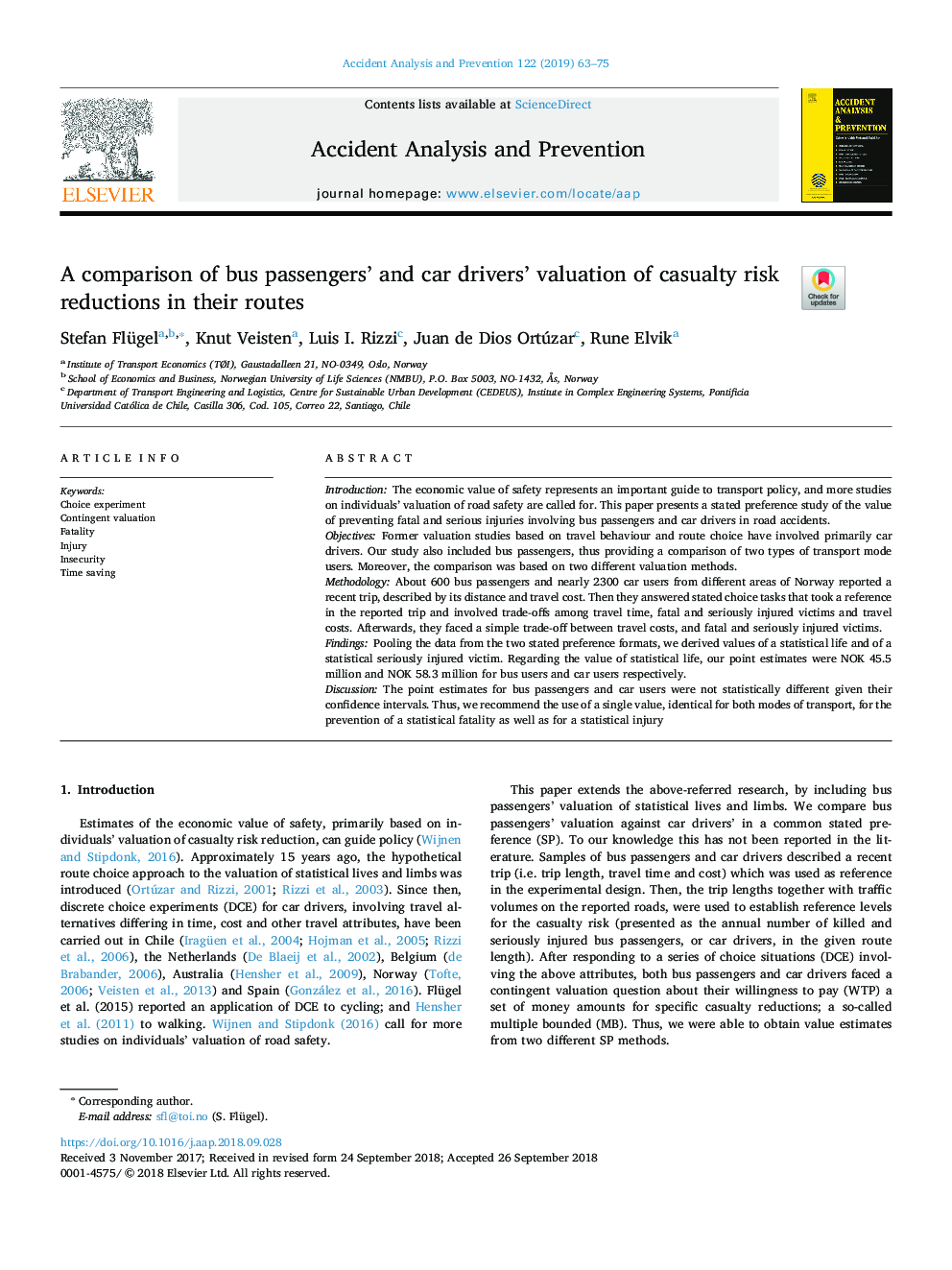 A comparison of bus passengers' and car drivers' valuation of casualty risk reductions in their routes