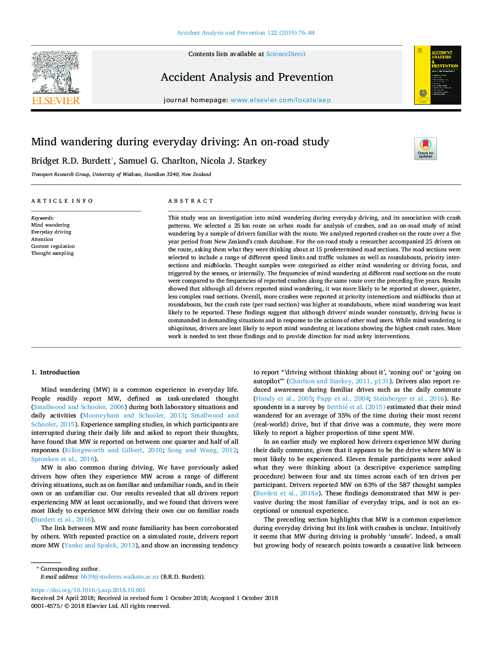 Mind wandering during everyday driving: An on-road study